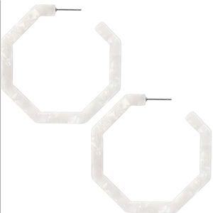 Acrylic Resin Hoop Earrings New in Package White